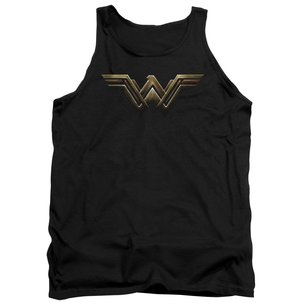 AN OFFCIALLY LICENSED JUSTICE LEAGUE MOVIE WONDER WOMAN LOGO ADULT UNISEX TANK TOP BLACK