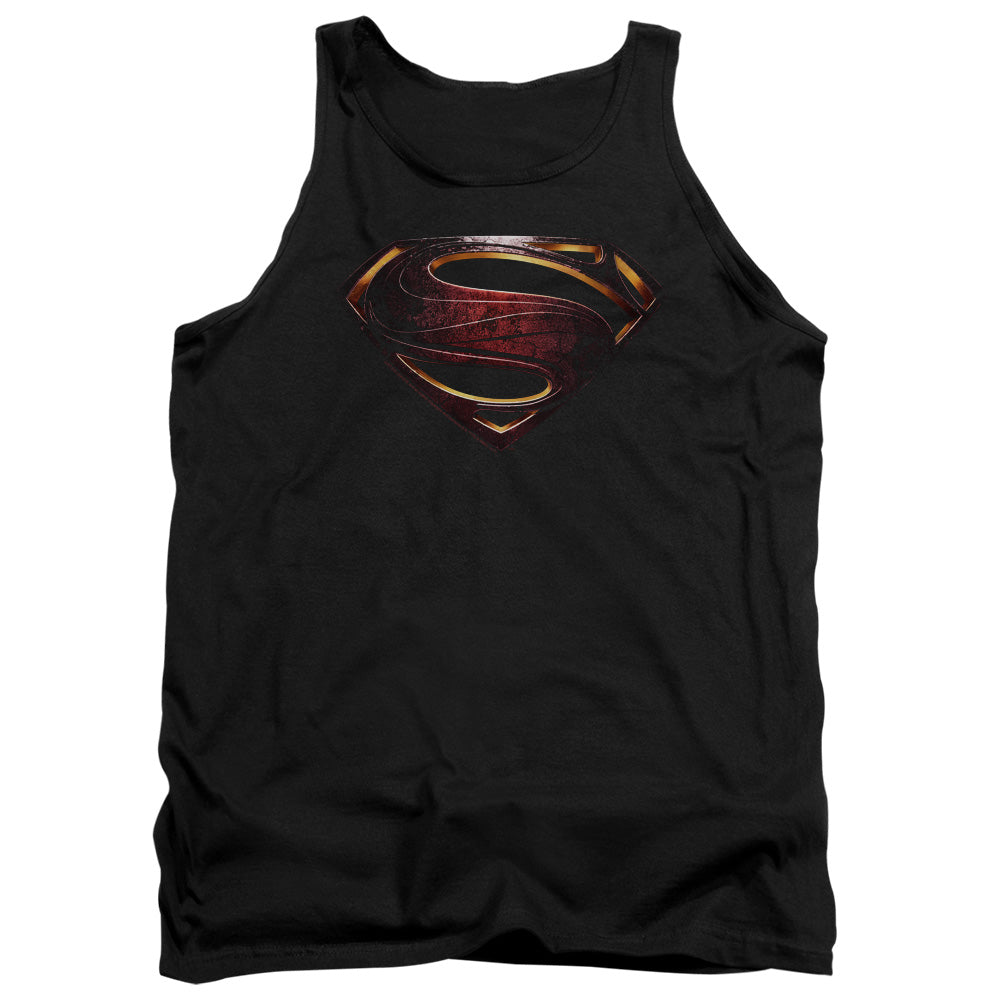AN OFFCIALLY LICENSED JUSTICE LEAGUE MOVIE SUPERMAN LOGO ADULT UNISEX TANK TOP BLACK