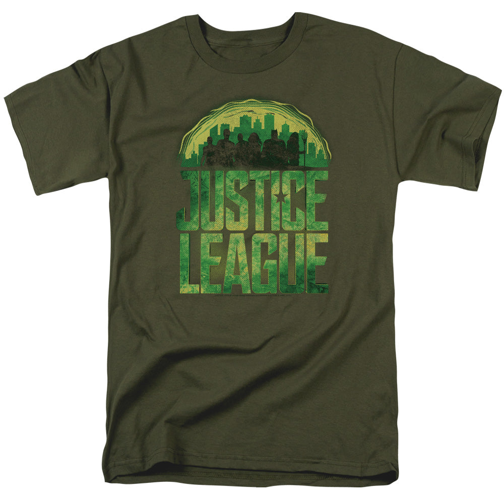 AN OFFCIALLY LICENSED JUSTICE LEAGUE MOVIE KRYPTONITE MEN'S REGULAR FIT T-SHIRT MILITARY GREEN