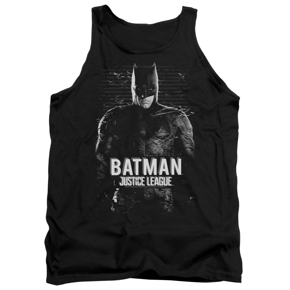 AN OFFCIALLY LICENSED JUSTICE LEAGUE MOVIE BATMAN ADULT UNISEX TANK TOP BLACK