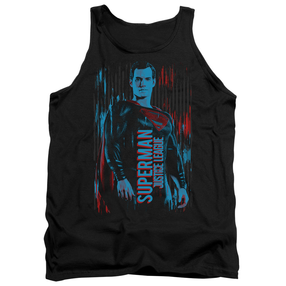 AN OFFCIALLY LICENSED JUSTICE LEAGUE MOVIE SUPERMAN ADULT UNISEX TANK TOP BLACK