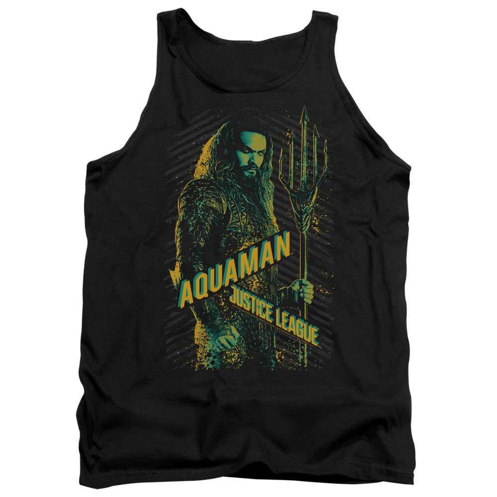 AN OFFCIALLY LICENSED JUSTICE LEAGUE MOVIE AQUAMAN ADULT UNISEX TANK TOP BLACK