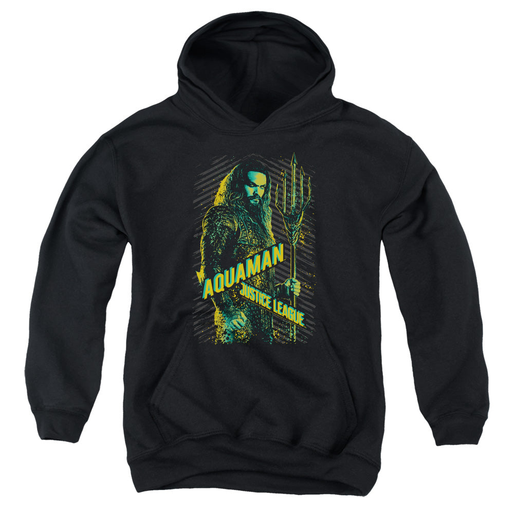AN OFFCIALLY LICENSED JUSTICE LEAGUE MOVIE AQUAMAN YOUTH HOODIE BLACK