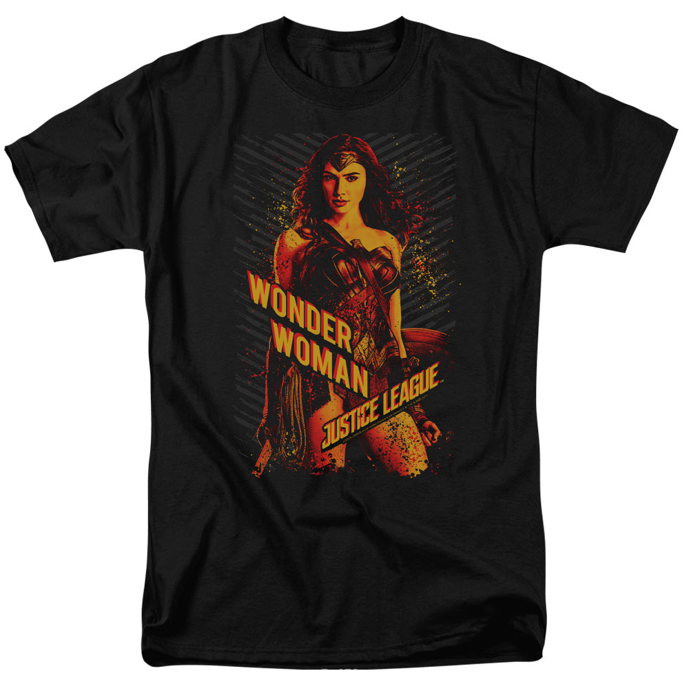 AN OFFCIALLY LICENSED JUSTICE LEAGUE MOVIE WONDER WOMAN MEN'S REGULAR FIT T-SHIRT BLACK