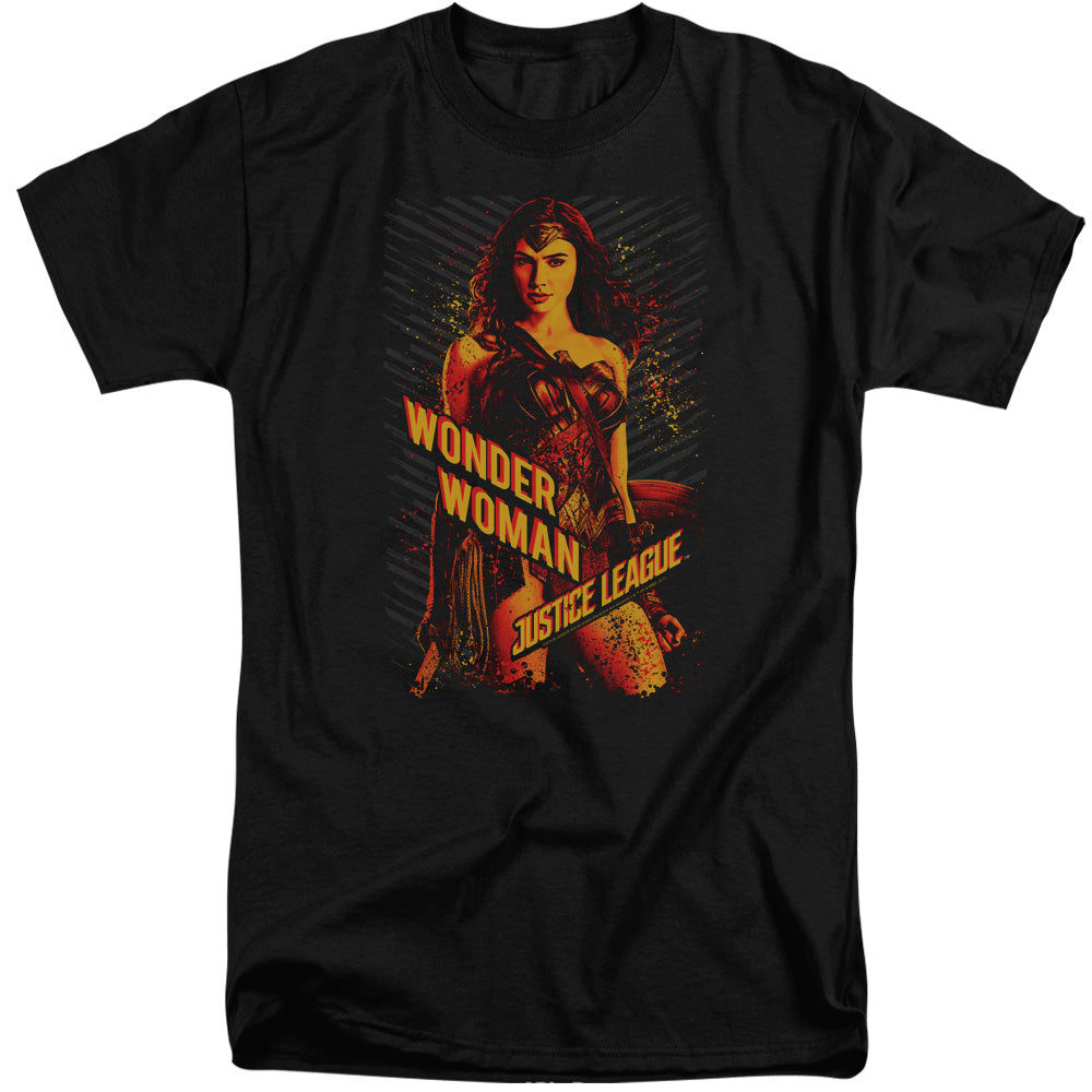 AN OFFCIALLY LICENSED JUSTICE LEAGUE MOVIE WONDER WOMAN MEN'S TALL FIT T-SHIRT BLACK