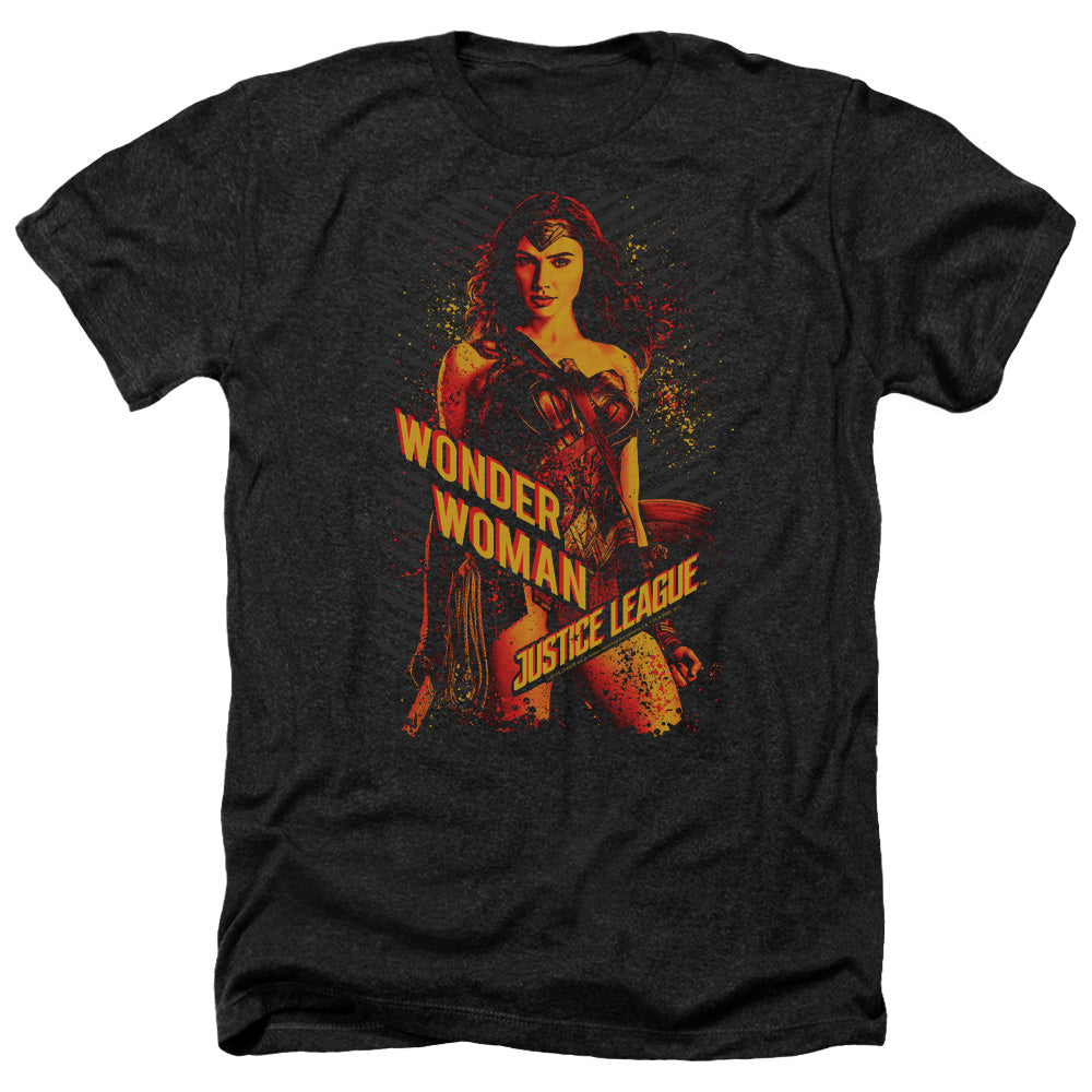 AN OFFCIALLY LICENSED JUSTICE LEAGUE MOVIE WONDER WOMAN MEN'S HEATHER T-SHIRT CHARCOAL