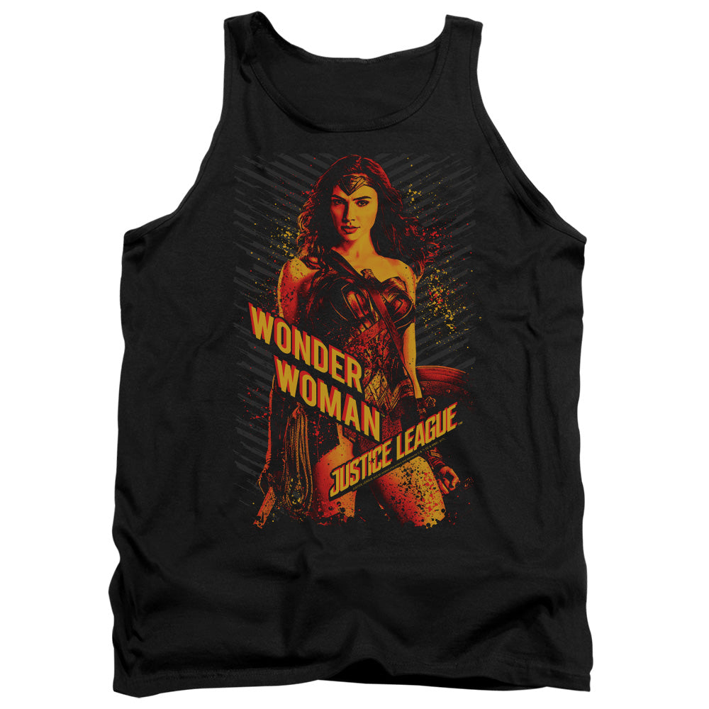 AN OFFCIALLY LICENSED JUSTICE LEAGUE MOVIE WONDER WOMAN ADULT UNISEX TANK TOP BLACK