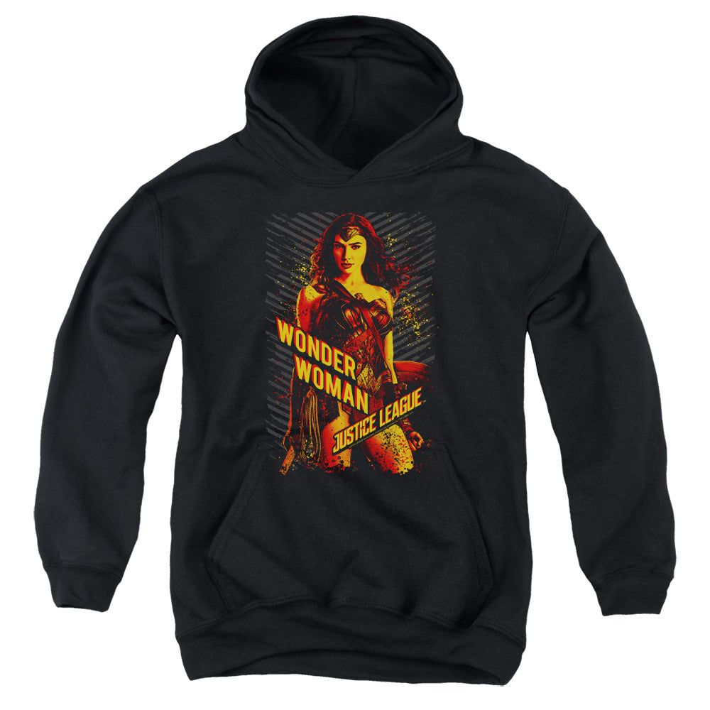 AN OFFCIALLY LICENSED JUSTICE LEAGUE MOVIE WONDER WOMAN YOUTH HOODIE BLACK