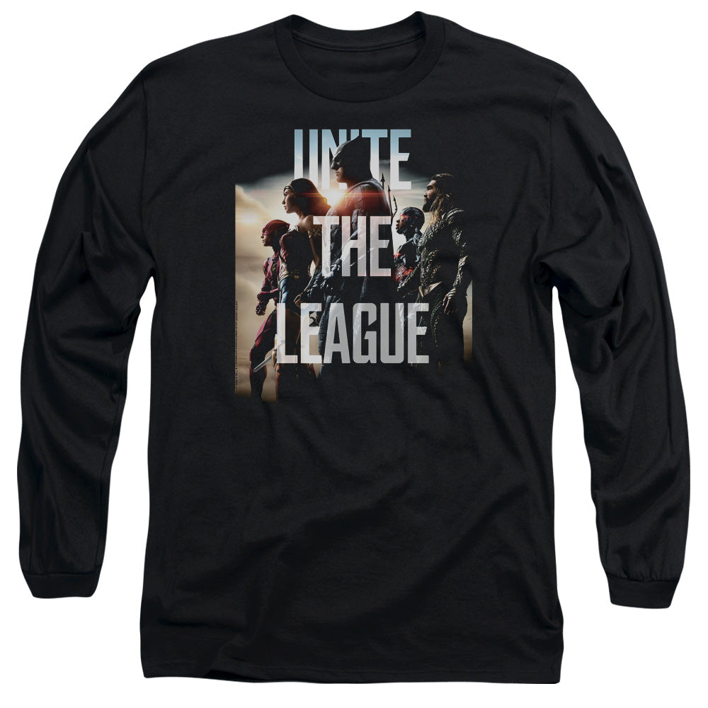 AN OFFCIALLY LICENSED JUSTICE LEAGUE MOVIE DAWN MEN'S LONG SLEEVE T-SHIRT BLACK