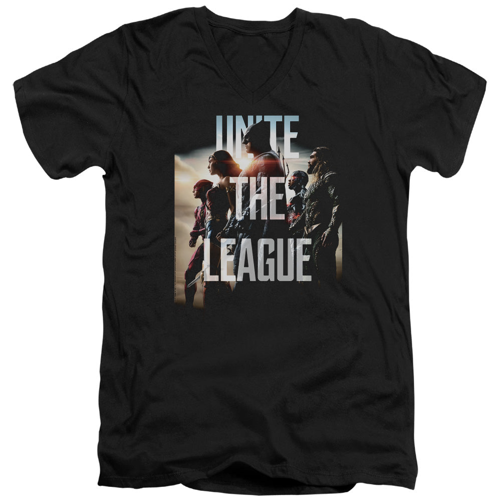 AN OFFCIALLY LICENSED JUSTICE LEAGUE MOVIE DAWN MEN'S V-NECK T-SHIRT BLACK