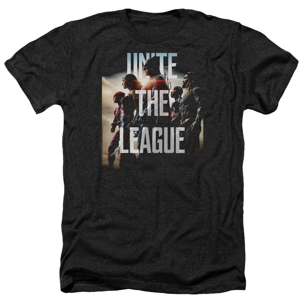 AN OFFCIALLY LICENSED JUSTICE LEAGUE MOVIE DAWN MEN'S HEATHER T-SHIRT CHARCOAL