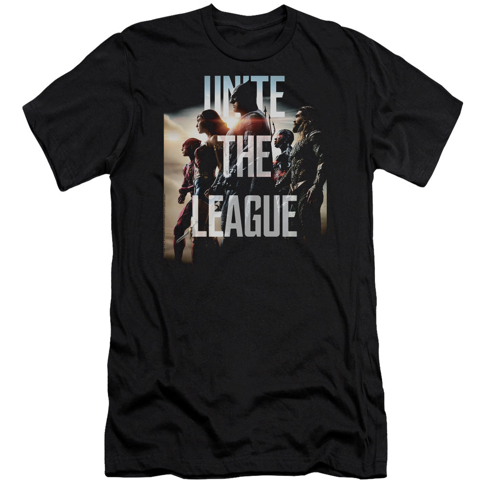 AN OFFCIALLY LICENSED JUSTICE LEAGUE MOVIE DAWN MEN'S PREMIUM SLIM FIT T-SHIRT BLACK