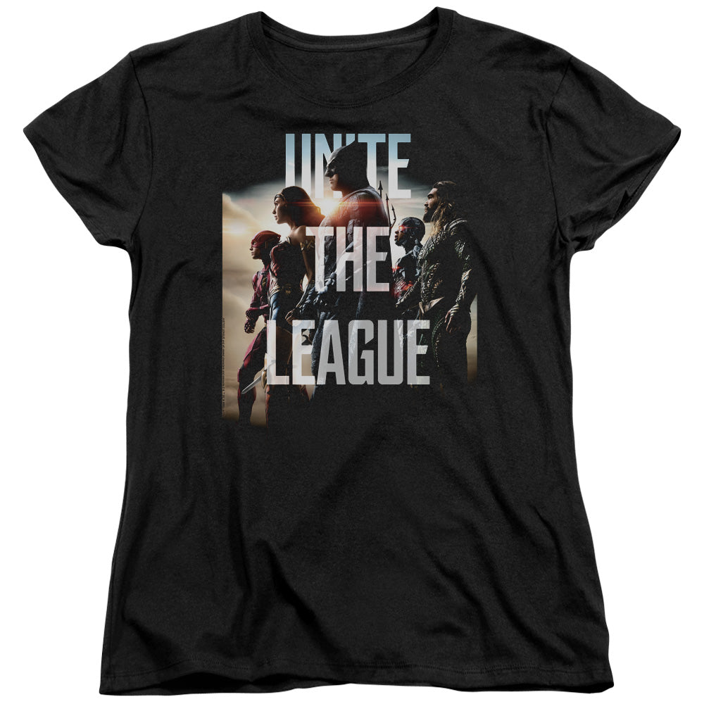 AN OFFCIALLY LICENSED JUSTICE LEAGUE MOVIE DAWN WOMEN'S REGULAR FIT T-SHIRT BLACK