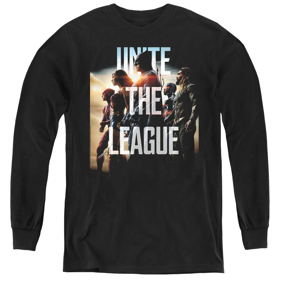 AN OFFCIALLY LICENSED JUSTICE LEAGUE MOVIE DAWN YOUTH LONG SLEEVE T-SHIRT BLACK