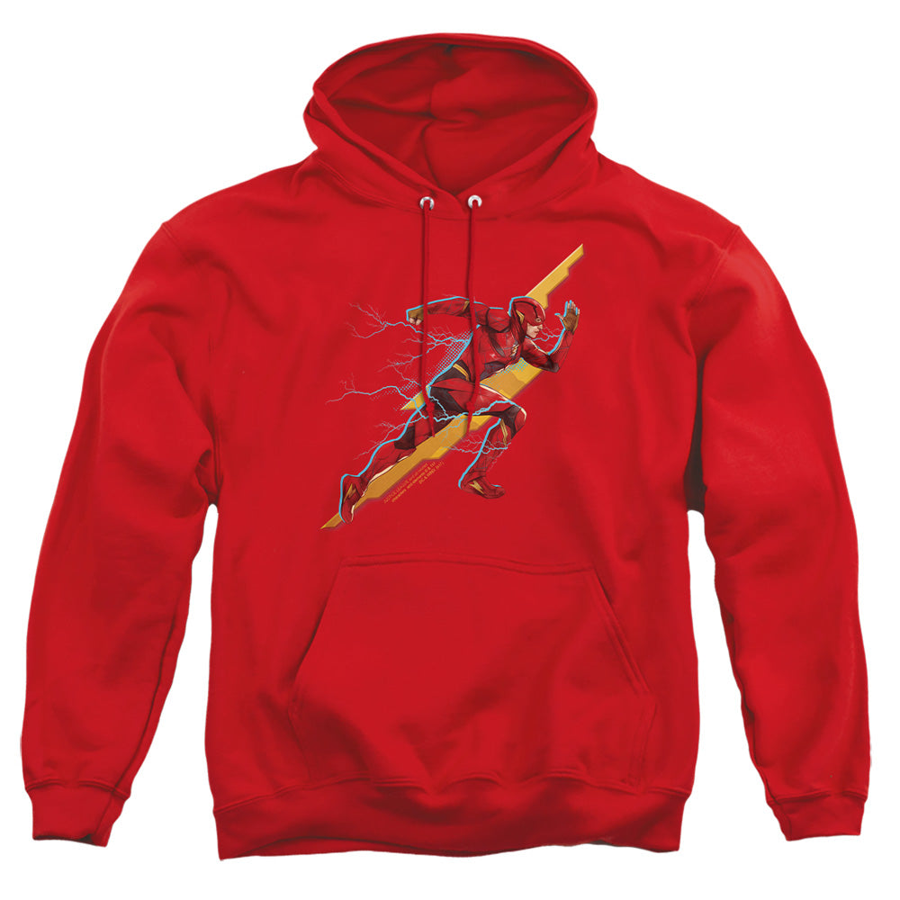 AN OFFCIALLY LICENSED JUSTICE LEAGUE MOVIE FLASH FORWARD ADULT UNISEX PULLOVER HOODIE RED