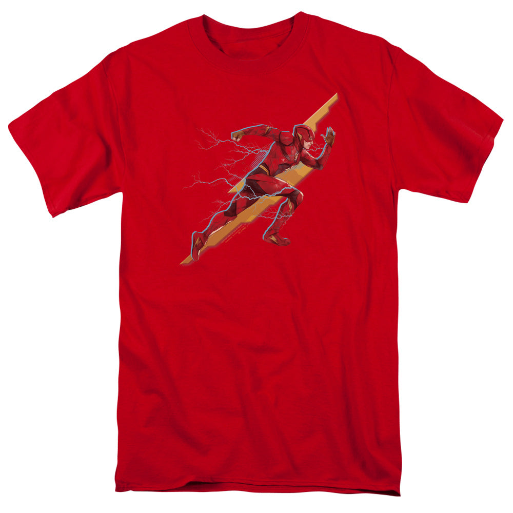 AN OFFCIALLY LICENSED JUSTICE LEAGUE MOVIE FLASH FORWARD MEN'S REGULAR FIT T-SHIRT RED