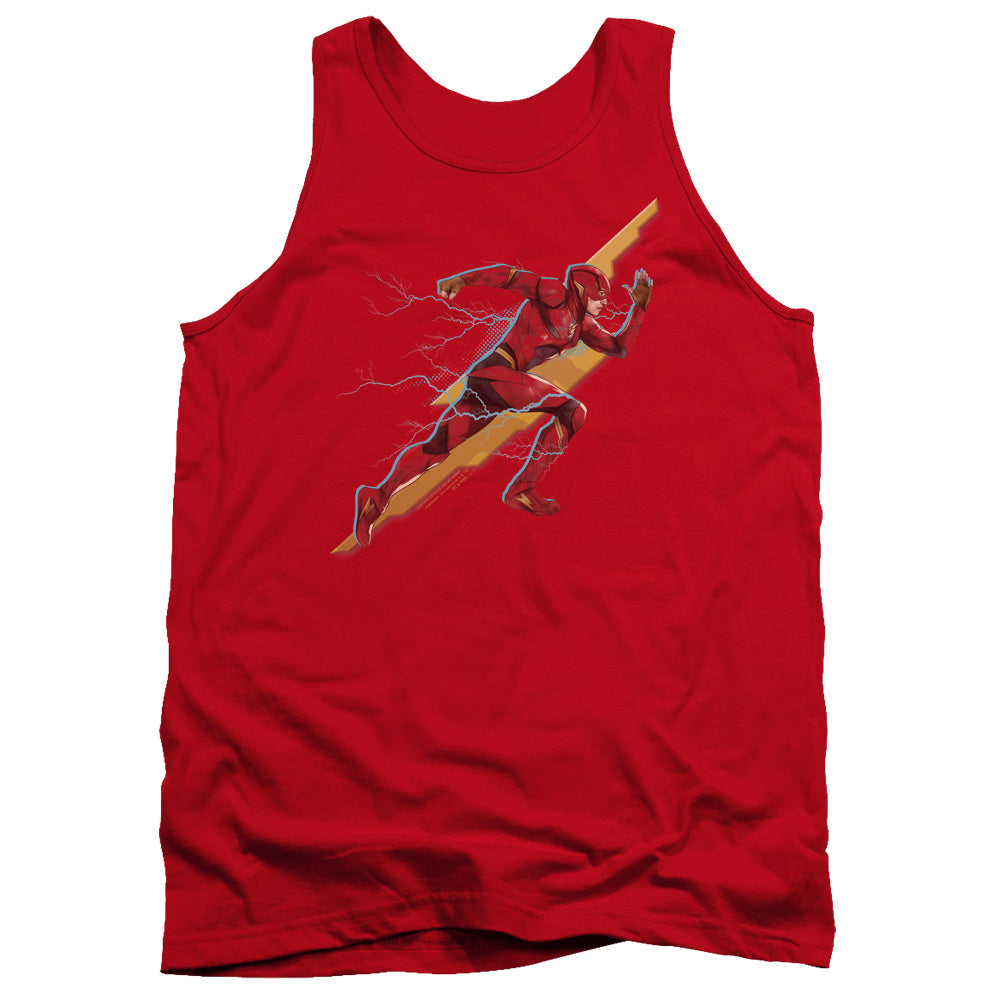 AN OFFCIALLY LICENSED JUSTICE LEAGUE MOVIE FLASH FORWARD ADULT UNISEX TANK TOP RED