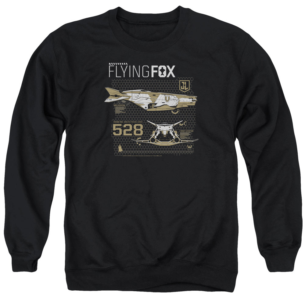 AN OFFCIALLY LICENSED JUSTICE LEAGUE MOVIE FLYING FOX ADULT UNISEX CREWNECK SWEATSHIRT BLACK
