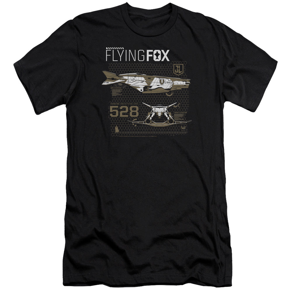 AN OFFCIALLY LICENSED JUSTICE LEAGUE MOVIE FLYING FOX MEN'S PREMIUM SLIM FIT T-SHIRT BLACK