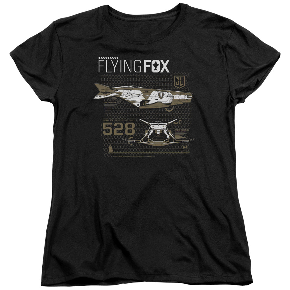 AN OFFCIALLY LICENSED JUSTICE LEAGUE MOVIE FLYING FOX WOMEN'S REGULAR FIT T-SHIRT BLACK