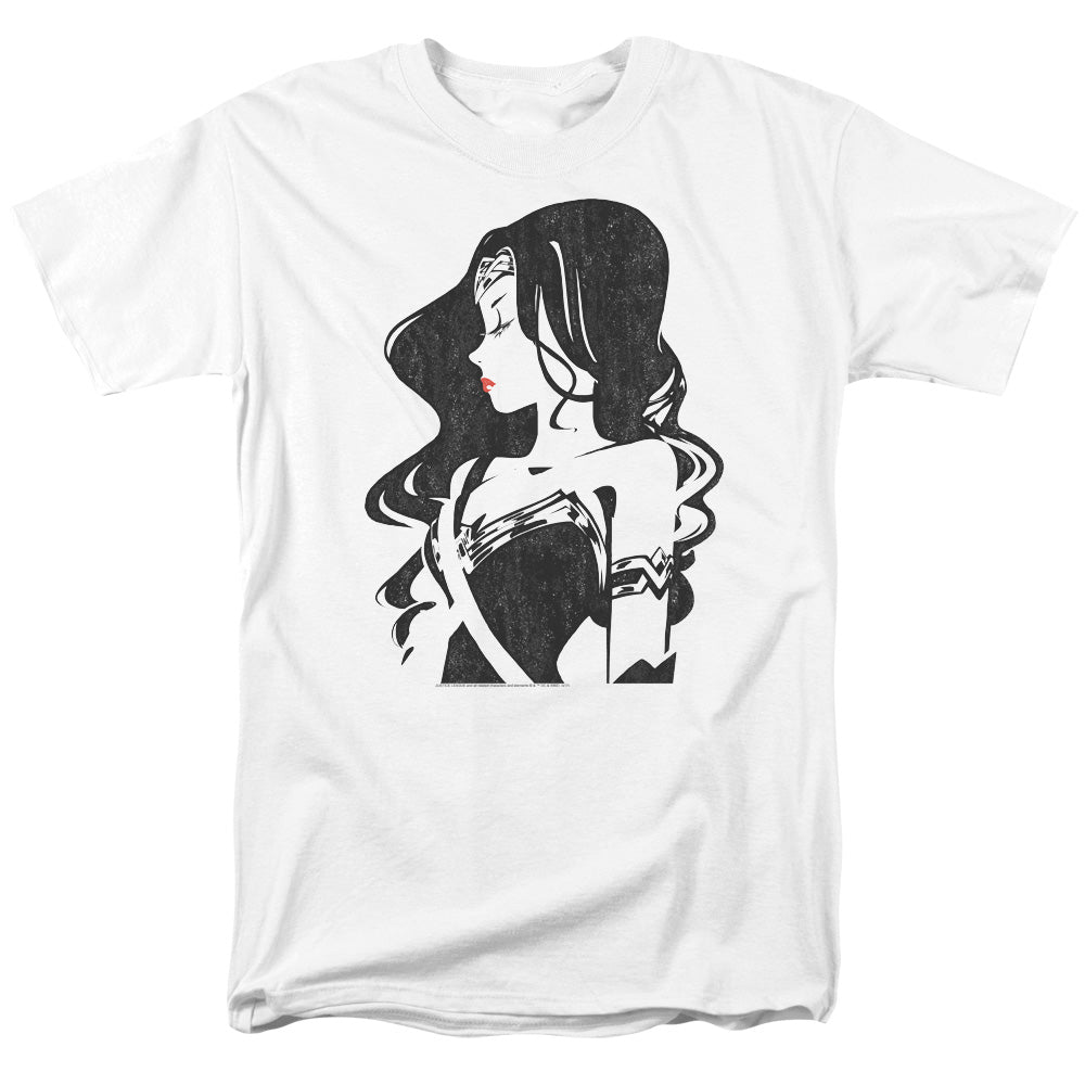 AN OFFCIALLY LICENSED JUSTICE LEAGUE MOVIE PROFILE MEN'S REGULAR FIT T-SHIRT WHITE