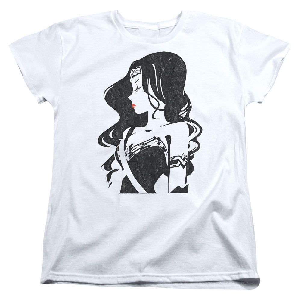AN OFFCIALLY LICENSED JUSTICE LEAGUE MOVIE PROFILE WOMEN'S REGULAR FIT T-SHIRT WHITE