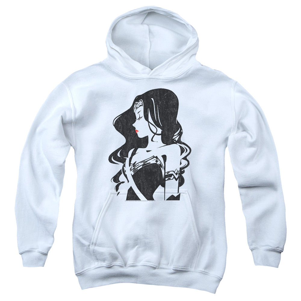 AN OFFCIALLY LICENSED JUSTICE LEAGUE MOVIE PROFILE YOUTH HOODIE WHITE