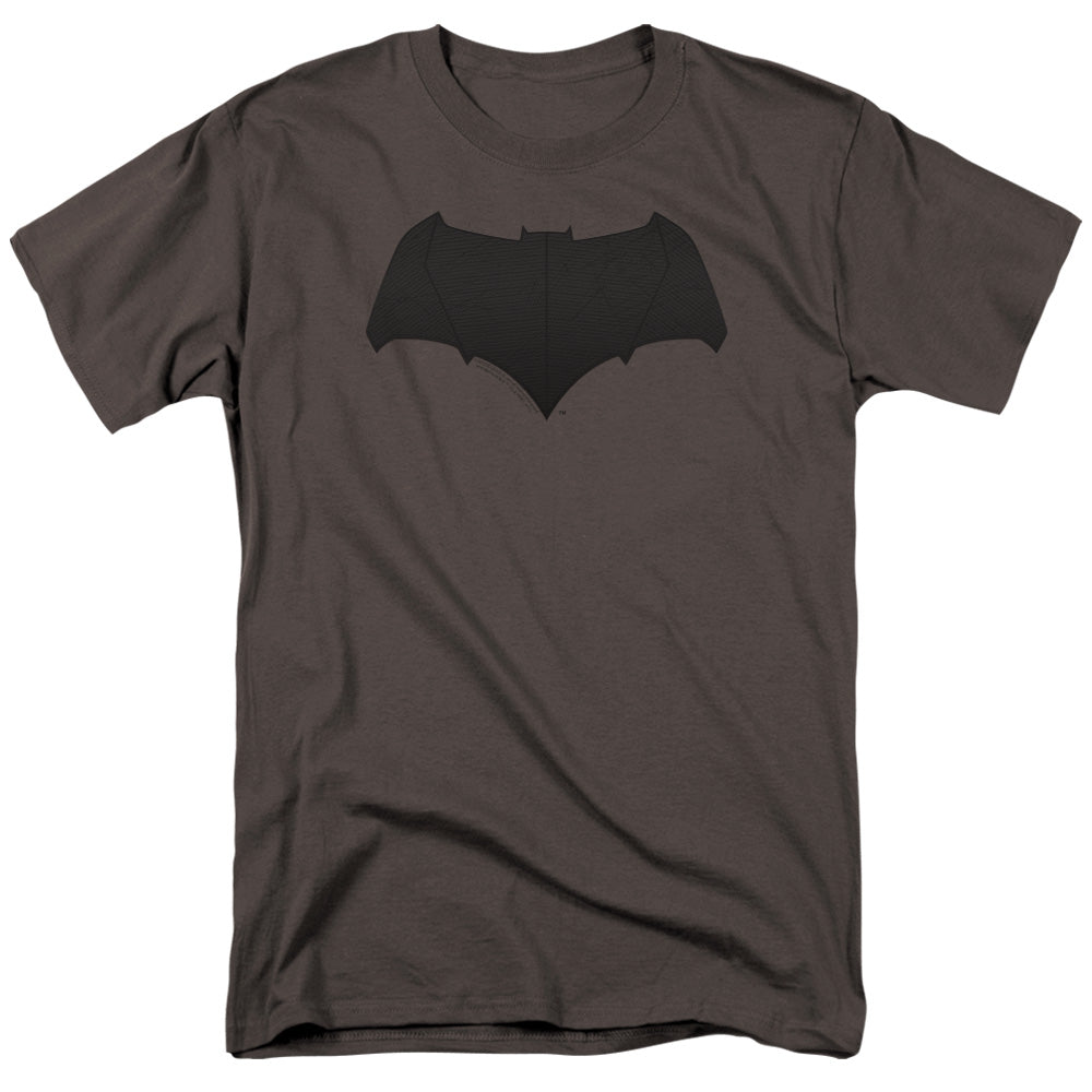 AN OFFCIALLY LICENSED JUSTICE LEAGUE MOVIE BATMAN LOGO MEN'S REGULAR FIT T-SHIRT CHARCOAL