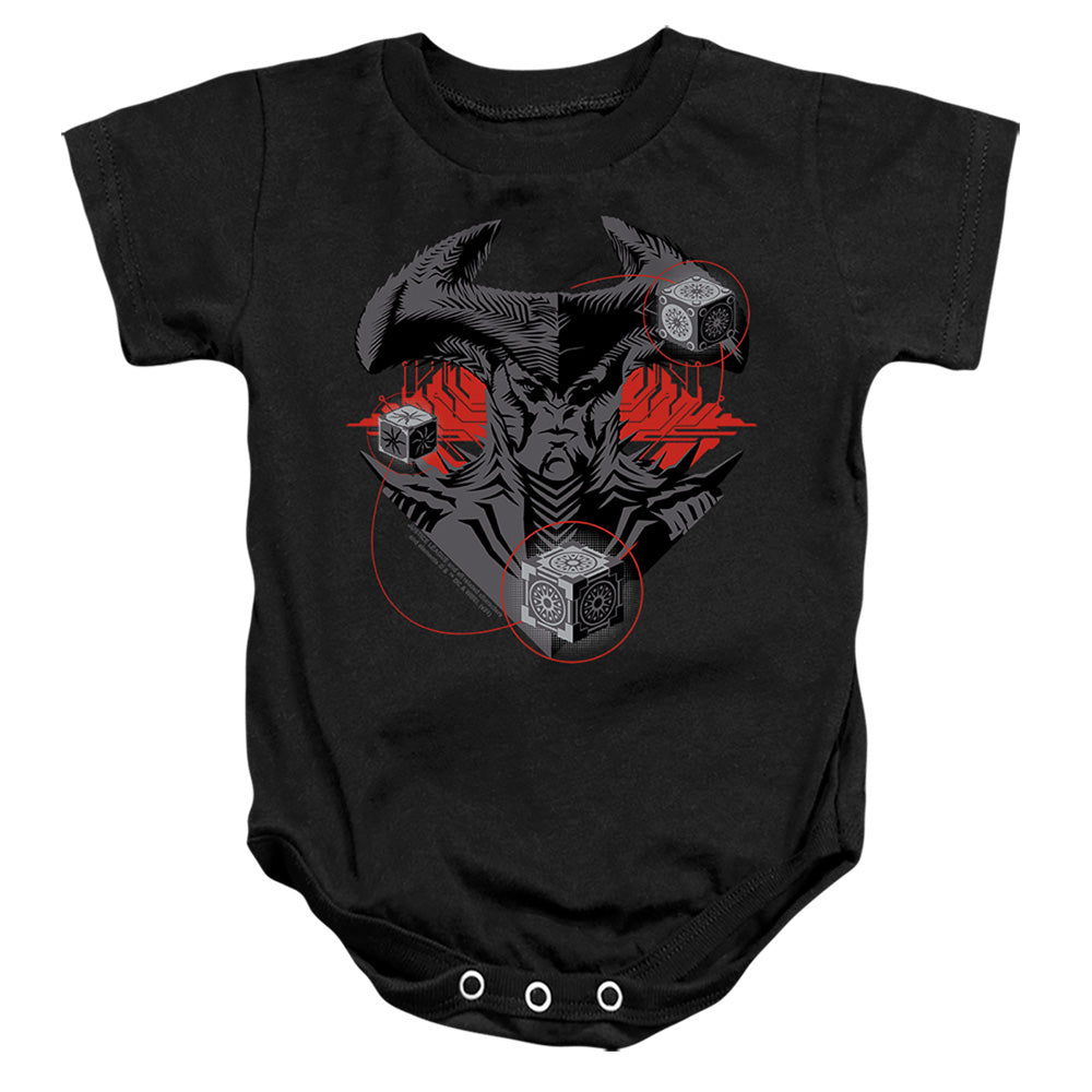 AN OFFCIALLY LICENSED JUSTICE LEAGUE MOVIE SYNDERS STEPPENWOLF BABY BODYSUIT BLACK