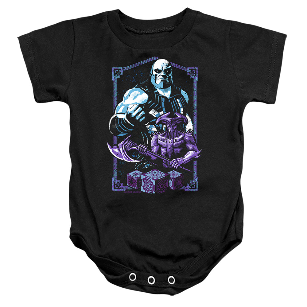 AN OFFCIALLY LICENSED JUSTICE LEAGUE MOVIE AGENTS OF DARKNESS BABY BODYSUIT BLACK