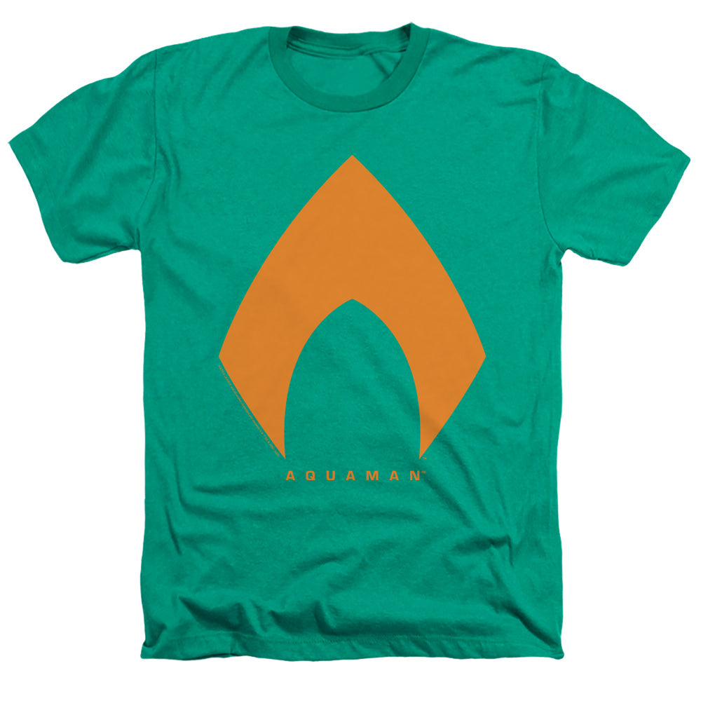 AN OFFCIALLY LICENSED JUSTICE LEAGUE MOVIE AQUAMAN SOLID COLOR MEN'S HEATHER T-SHIRT KELLY GREEN