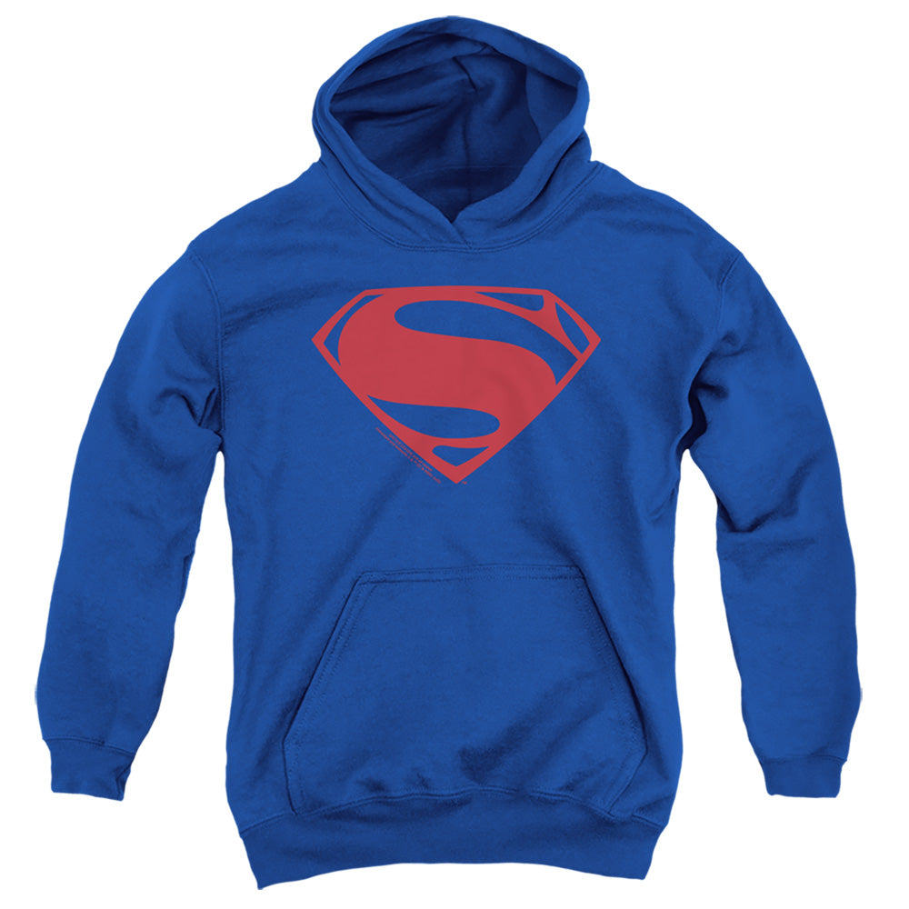 AN OFFCIALLY LICENSED JUSTICE LEAGUE MOVIE SUPERMAN SOLID COLOR YOUTH HOODIE ROYAL