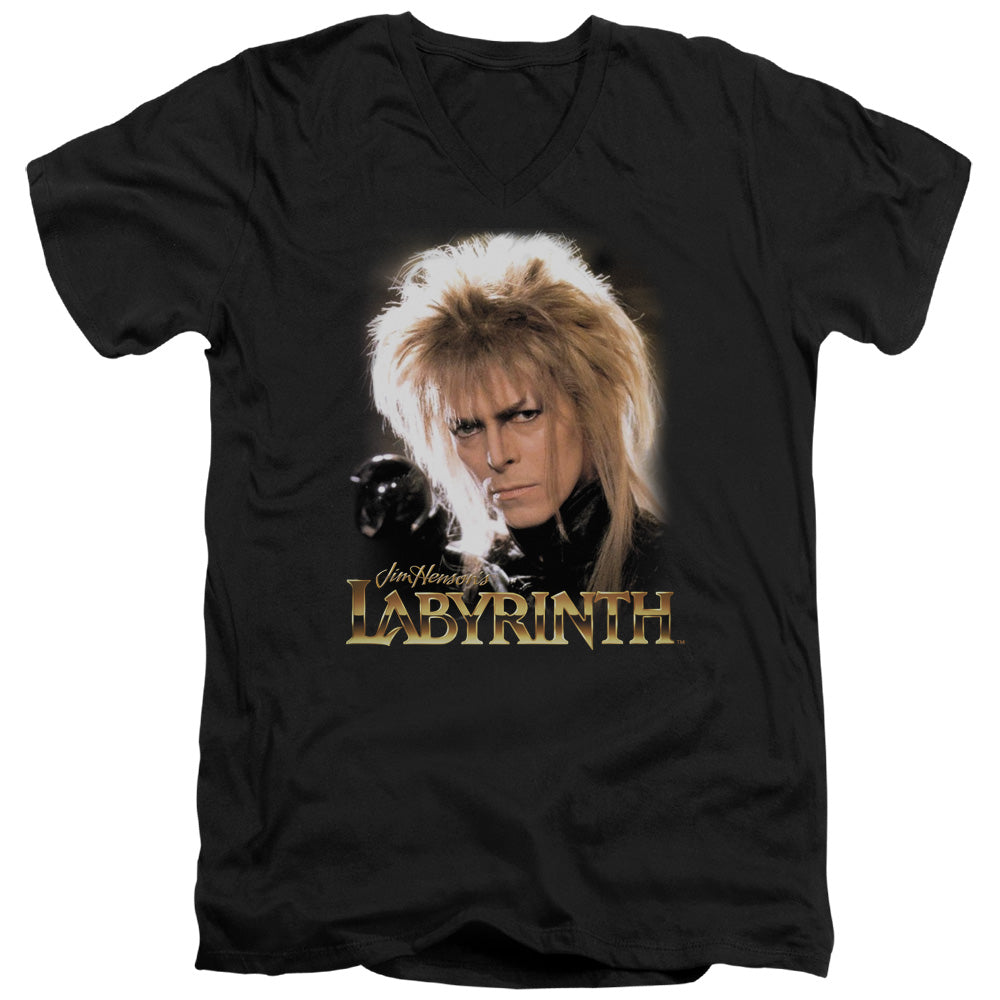 AN OFFCIALLY LICENSED LABYRINTH JARETH MEN'S V-NECK T-SHIRT BLACK