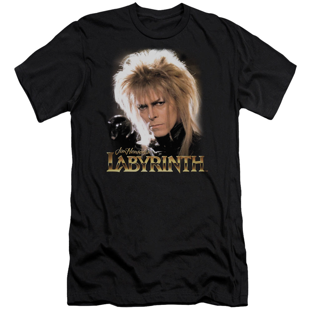 AN OFFCIALLY LICENSED LABYRINTH JARETH MEN'S PREMIUM SLIM FIT T-SHIRT BLACK