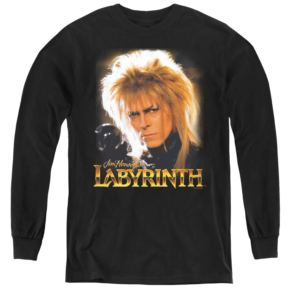 AN OFFCIALLY LICENSED LABYRINTH JARETH YOUTH LONG SLEEVE T-SHIRT BLACK