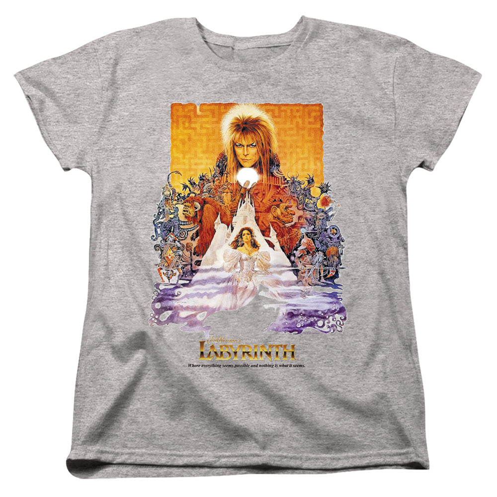 AN OFFCIALLY LICENSED LABYRINTH MOVIE POSTER WOMEN'S REGULAR FIT T-SHIRT ATHLETIC HEATHER