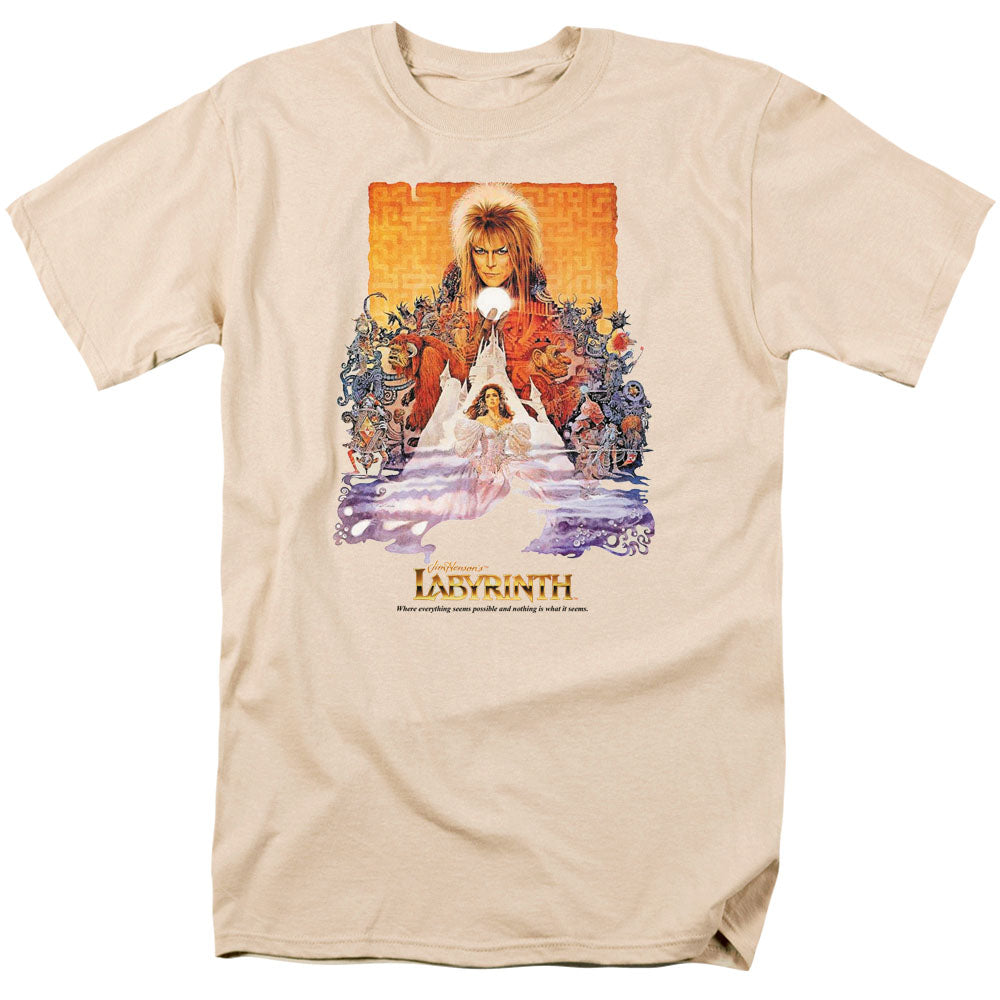 AN OFFCIALLY LICENSED LABYRINTH MOVIE POSTER MEN'S REGULAR FIT T-SHIRT PINK
