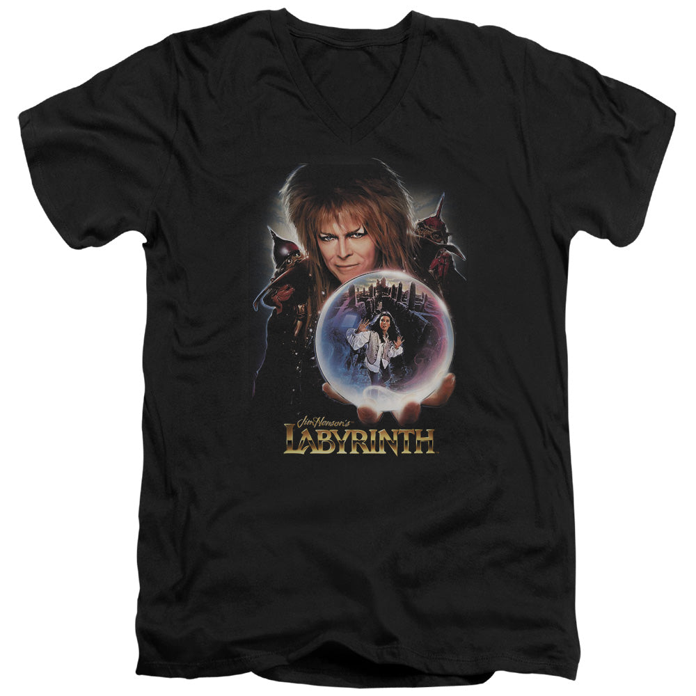 AN OFFCIALLY LICENSED LABYRINTH I HAVE A GIFT MEN'S V-NECK T-SHIRT BLACK
