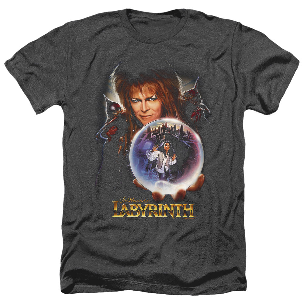 AN OFFCIALLY LICENSED LABYRINTH I HAVE A GIFT MEN'S HEATHER T-SHIRT CHARCOAL
