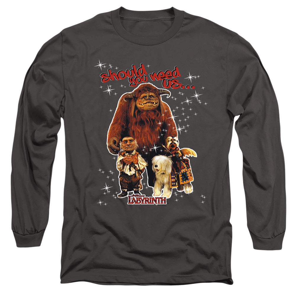 AN OFFCIALLY LICENSED LABYRINTH SHOULD YOU NEED US MEN'S LONG SLEEVE T-SHIRT CHARCOAL