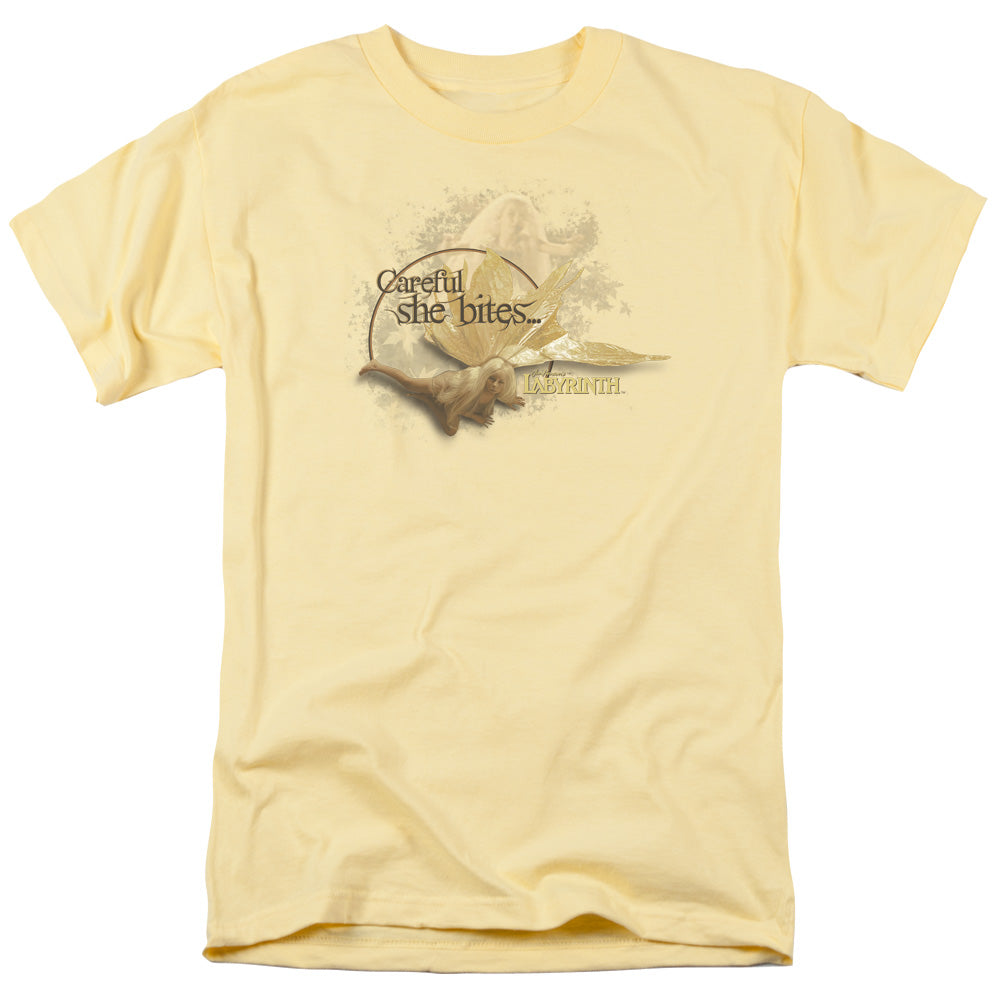 AN OFFCIALLY LICENSED LABYRINTH SHE BITES MEN'S REGULAR FIT T-SHIRT BANANA