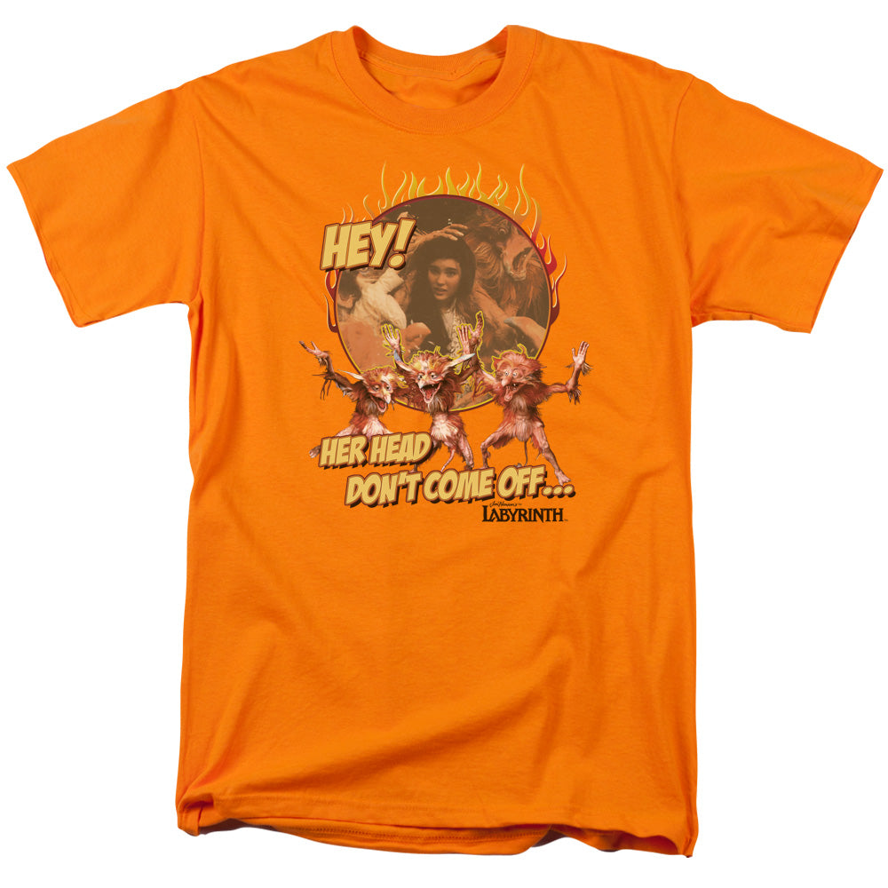 AN OFFCIALLY LICENSED LABYRINTH HEAD DONT COME OFF MEN'S REGULAR FIT T-SHIRT ORANGE