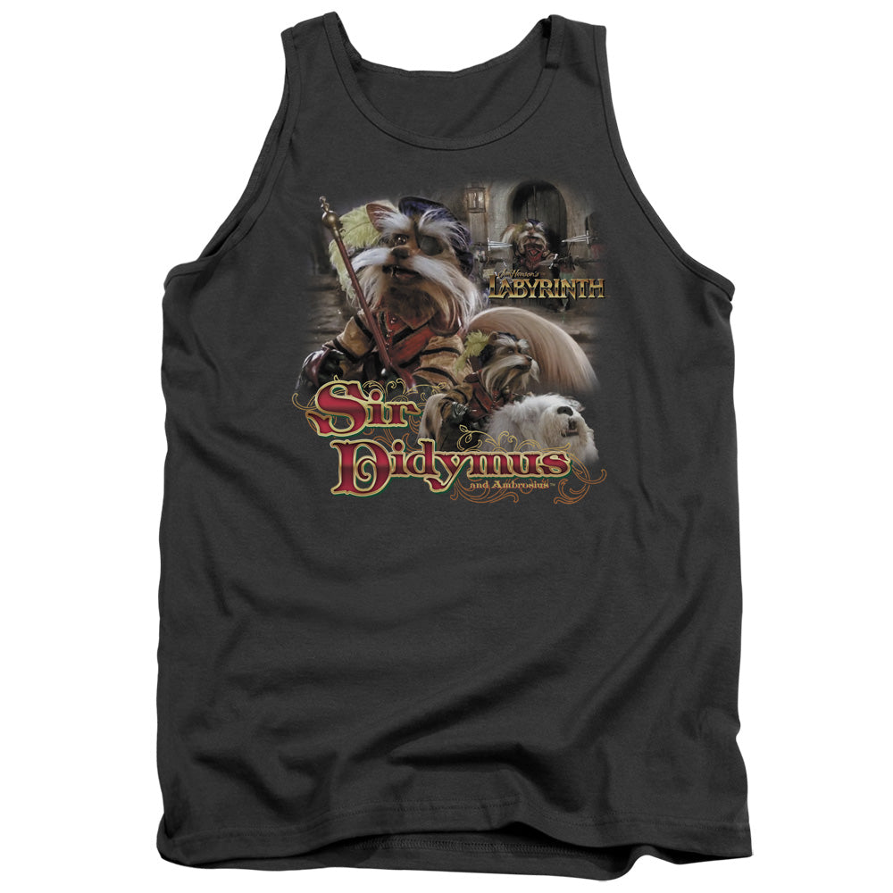 AN OFFCIALLY LICENSED LABYRINTH SIR DIDYMUS ADULT UNISEX TANK TOP CHARCOAL