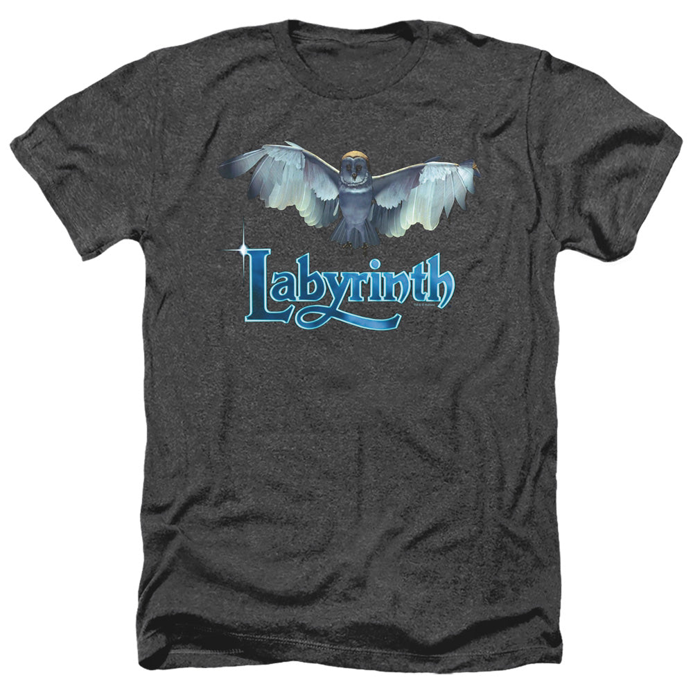 AN OFFCIALLY LICENSED LABYRINTH TITLE SEQUENCE MEN'S HEATHER T-SHIRT CHARCOAL