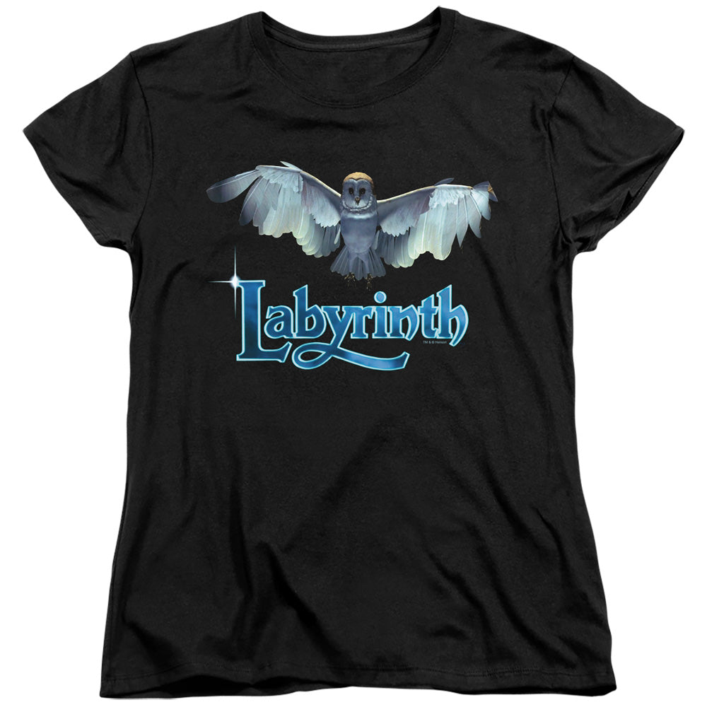 AN OFFCIALLY LICENSED LABYRINTH TITLE SEQUENCE WOMEN'S REGULAR FIT T-SHIRT BLACK
