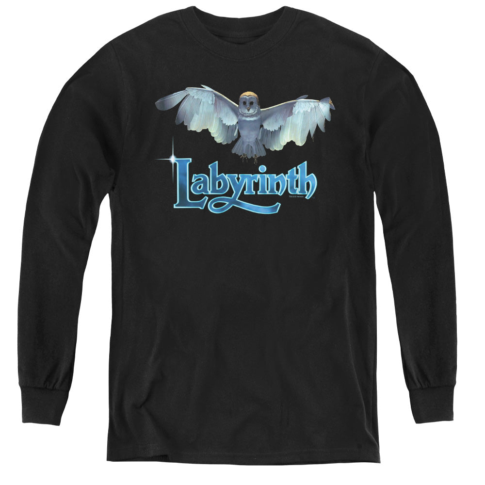 AN OFFCIALLY LICENSED LABYRINTH TITLE SEQUENCE YOUTH LONG SLEEVE T-SHIRT BLACK