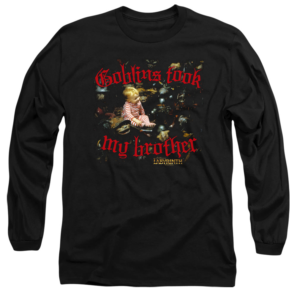 AN OFFCIALLY LICENSED LABYRINTH GOBLINS TOOK MY BROTHER MEN'S LONG SLEEVE T-SHIRT BLACK