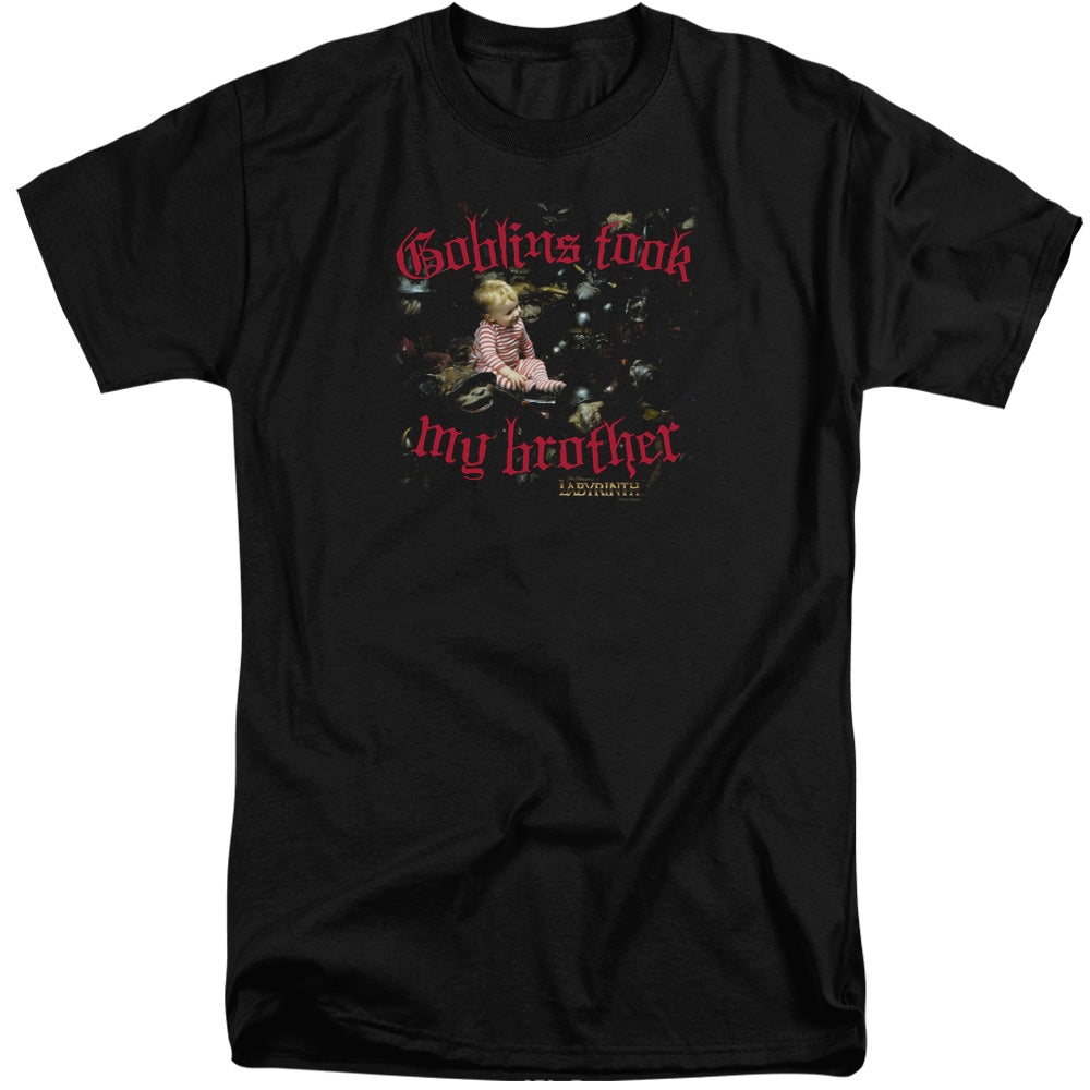 AN OFFCIALLY LICENSED LABYRINTH GOBLINS TOOK MY BROTHER MEN'S TALL FIT T-SHIRT BLACK