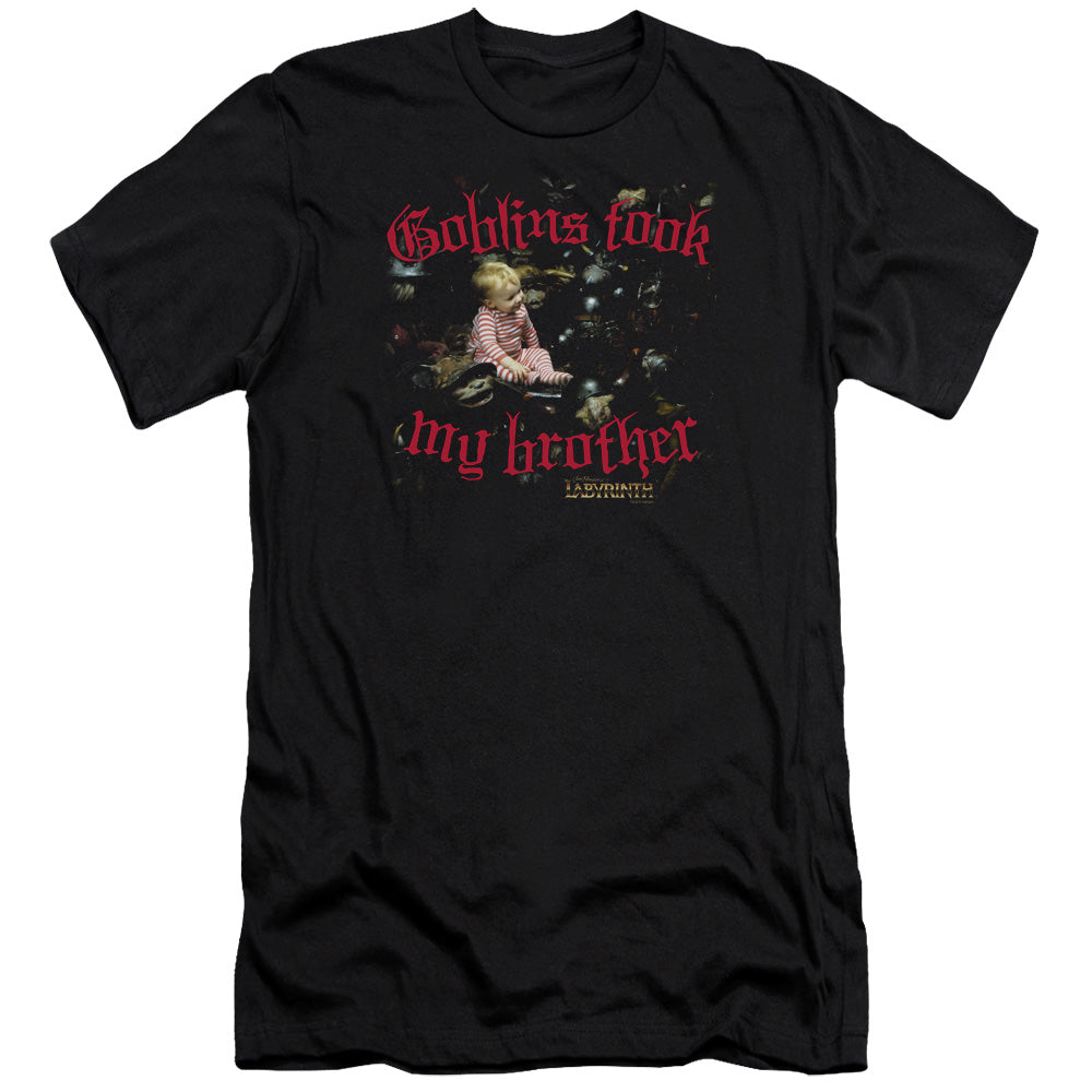 AN OFFCIALLY LICENSED LABYRINTH GOBLINS TOOK MY BROTHER MEN'S PREMIUM SLIM FIT T-SHIRT BLACK