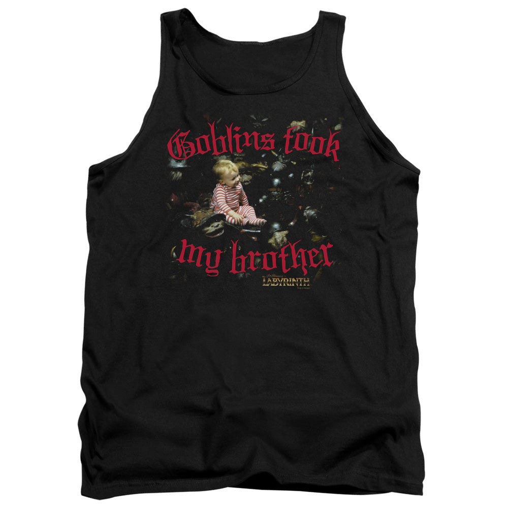 AN OFFCIALLY LICENSED LABYRINTH GOBLINS TOOK MY BROTHER ADULT UNISEX TANK TOP BLACK